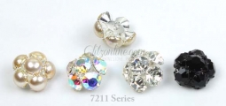 Rhinestone Button Crystal, AB, Pearl, Black